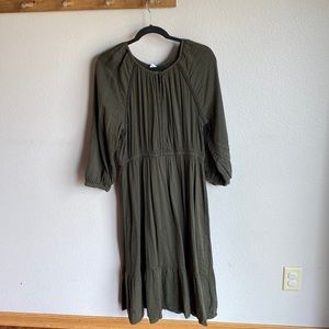 Old Navy Olive Green Long Sleeve Peasant Top Dress